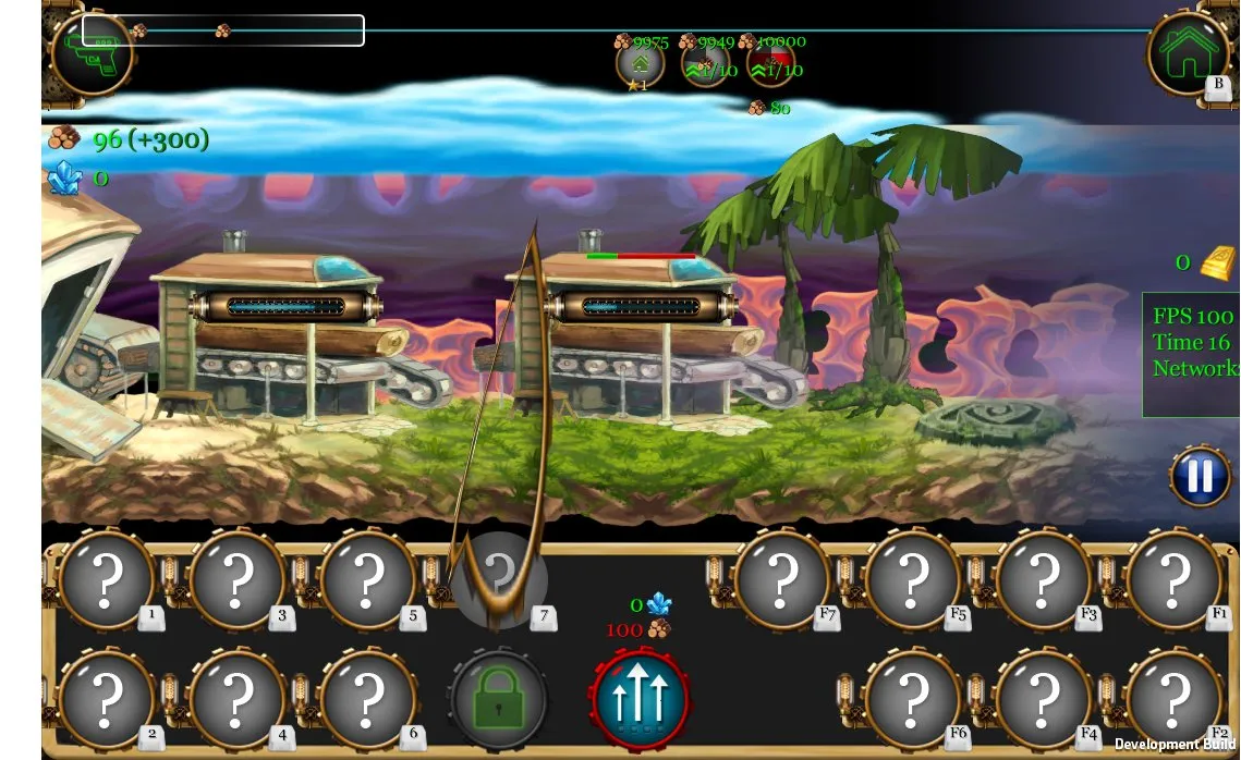 An early Steam Defense build with an FPS counter
